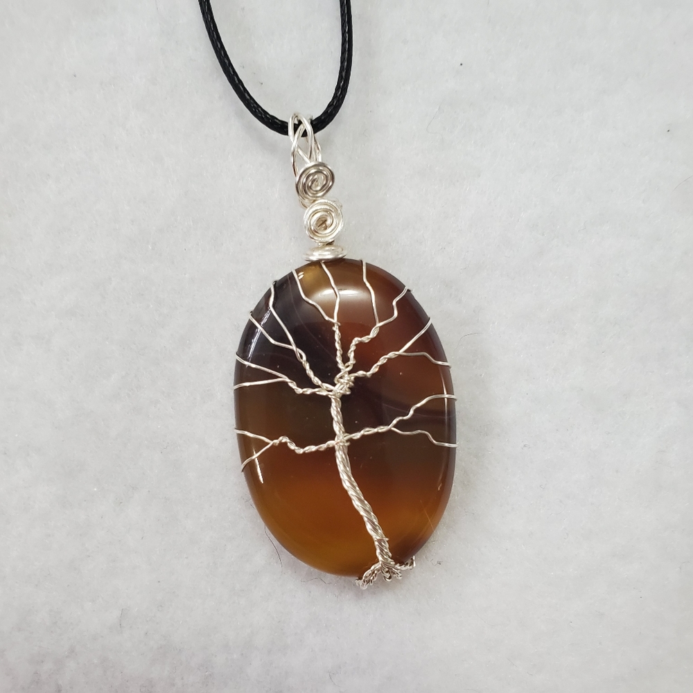 Agate Tree of Life Honey Agate Necklace